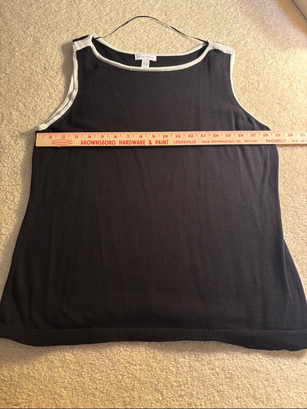 Charter Club Black Tank with White Trim